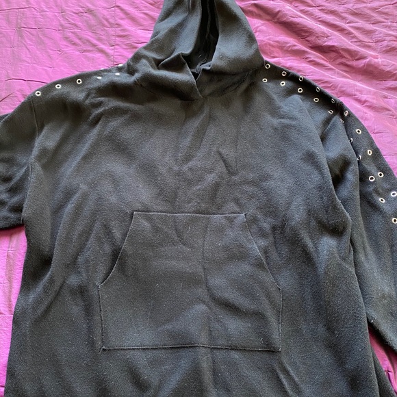 Zara Black Hooded Knit Sweatshirt - Picture 2 of 4